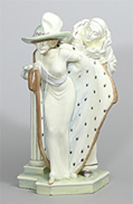 Große Jugendstil-Skulpturengruppe "Pierrot und Dame".