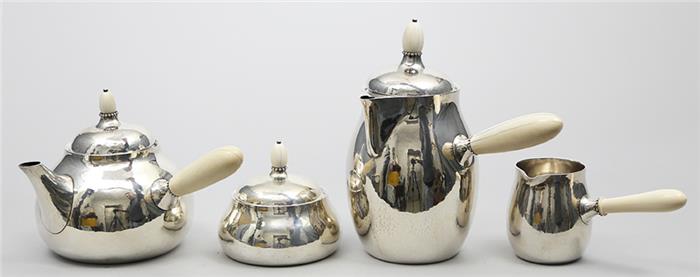 Art Deco-Kaffee und Tee-Kernstück, Georg Jensen,