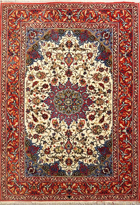 Isfahan, Korkwolle mit Seide, ca. 158x 109 cm.