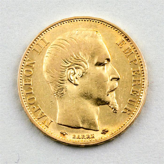 Goldmünze Frankreich, Napoleon III., 20 Franc, 1860.