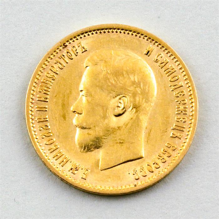 Goldmünze Russland, Nikolaus II, 10 Rubel 1899. 