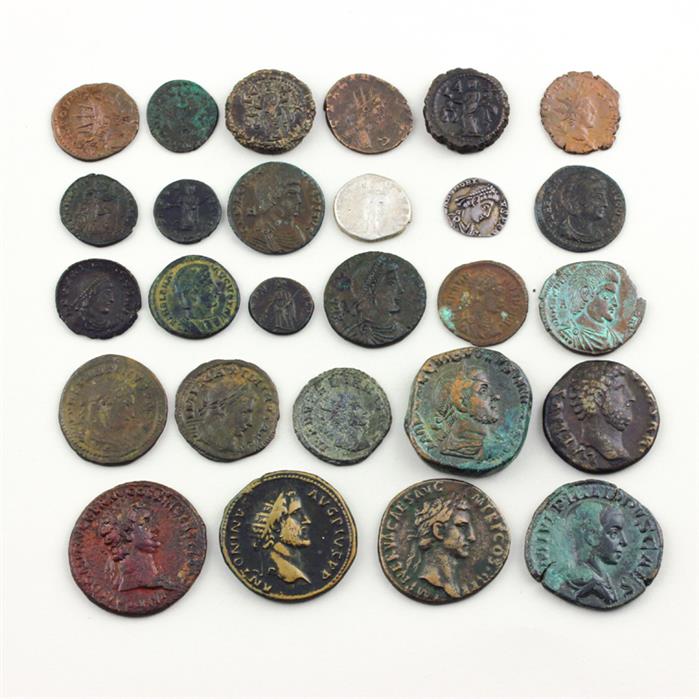 Ca. 27 antike Münzen, Römische Kaiserzeit, verschiedene Regenten.