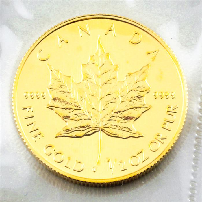 Goldmünze, Kanada, Elisabeth II., 20 Dollar - 1/2 Unze, 1991.