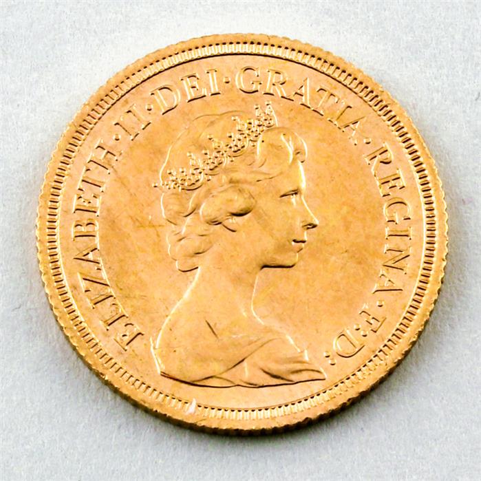 Goldmünze, Großbritanien, Elisabeth II., 1 Sovereign, 1979.