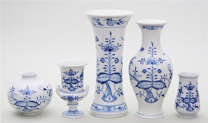 Fünf Vasen, Meissen.