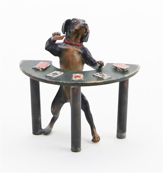Wiener Bronze "Dackel am Black Jack-Tisch".