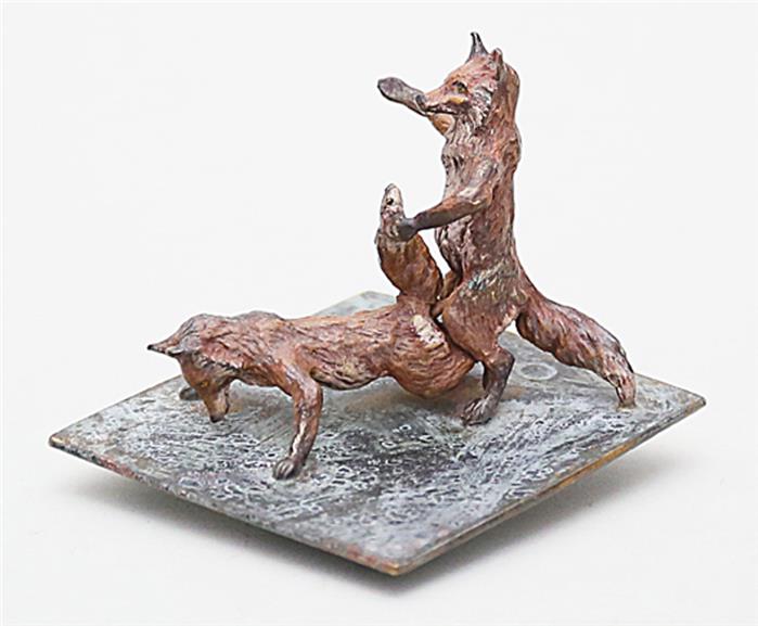 Wiener Bronze "erotische Darstellung eines Fuchspaares".