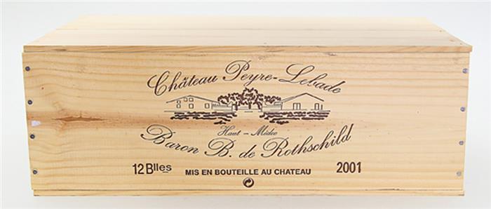 Zehn Wein-Flaschen "Chateau Peyre-Lebande 2001".