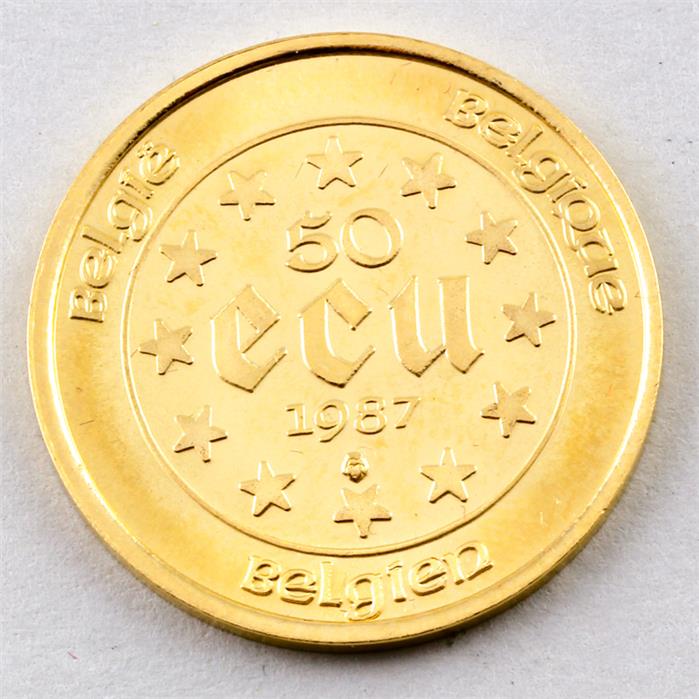 Goldmünze 50 ECU, Belgien 1987.