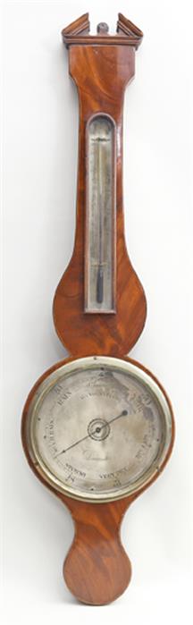 Biedermeier-Barometer mit Thermometer.