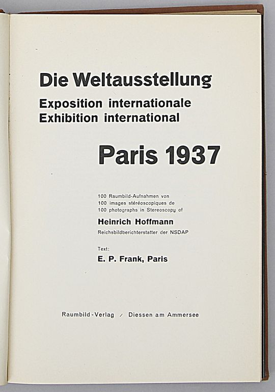 Raumbild-Album "Die Weltausstellung", Paris 1937.