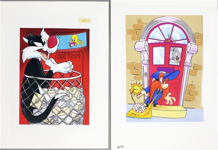 Warner Bros. "Looney Tunes" Postkartenentwürfe.