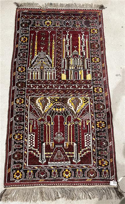 Turkmene mit Moscheen-Motiv, ca. 172x 91 cm.