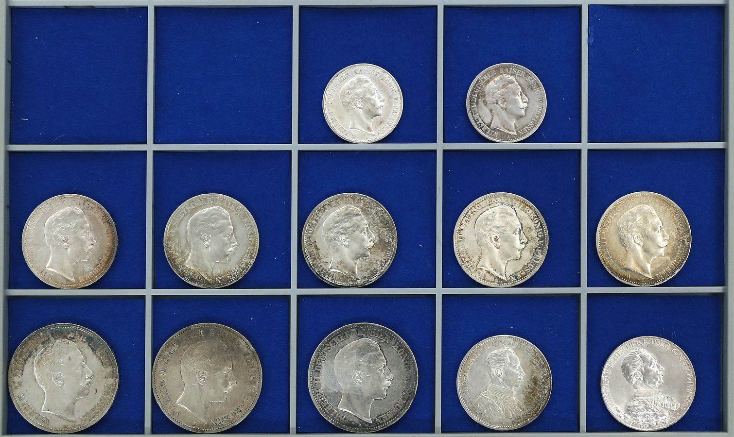 Preußen, Wilhelm II., zwölf Silbermünzen: