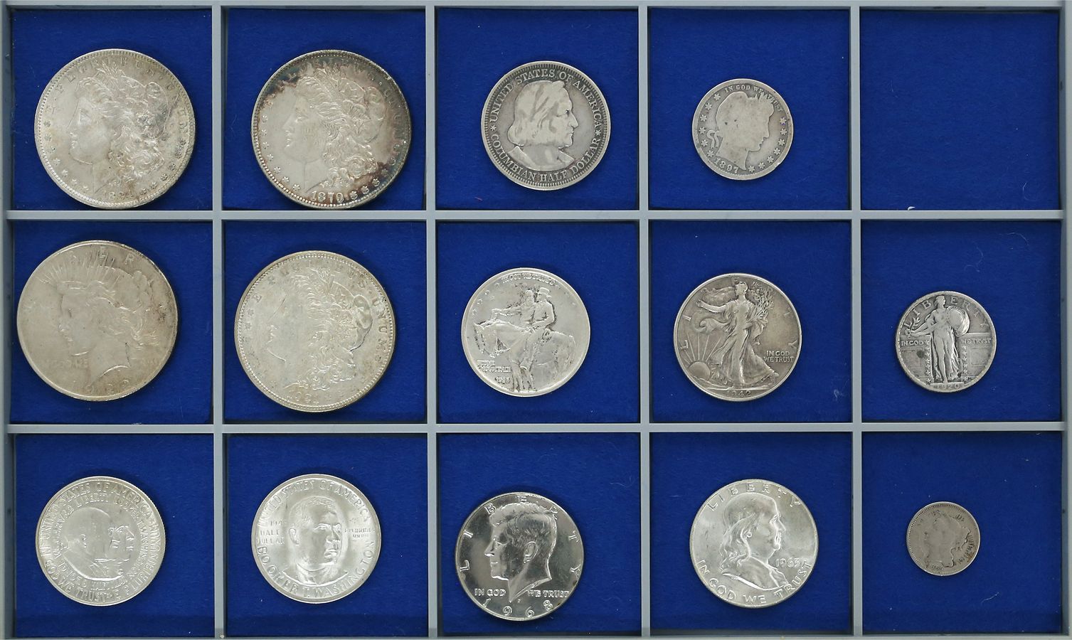 USA, 14 div. Münzen, meist Silber.