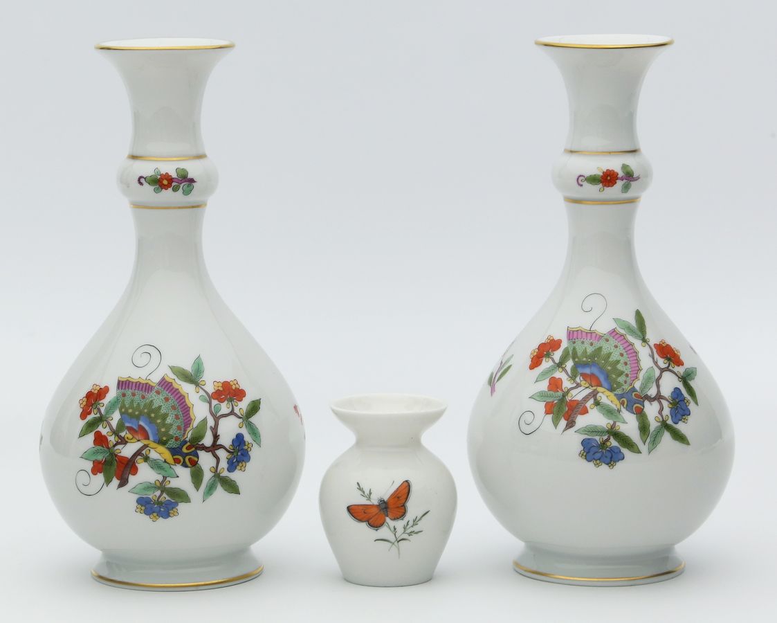 Paar und einzelne Vase, Meissen.