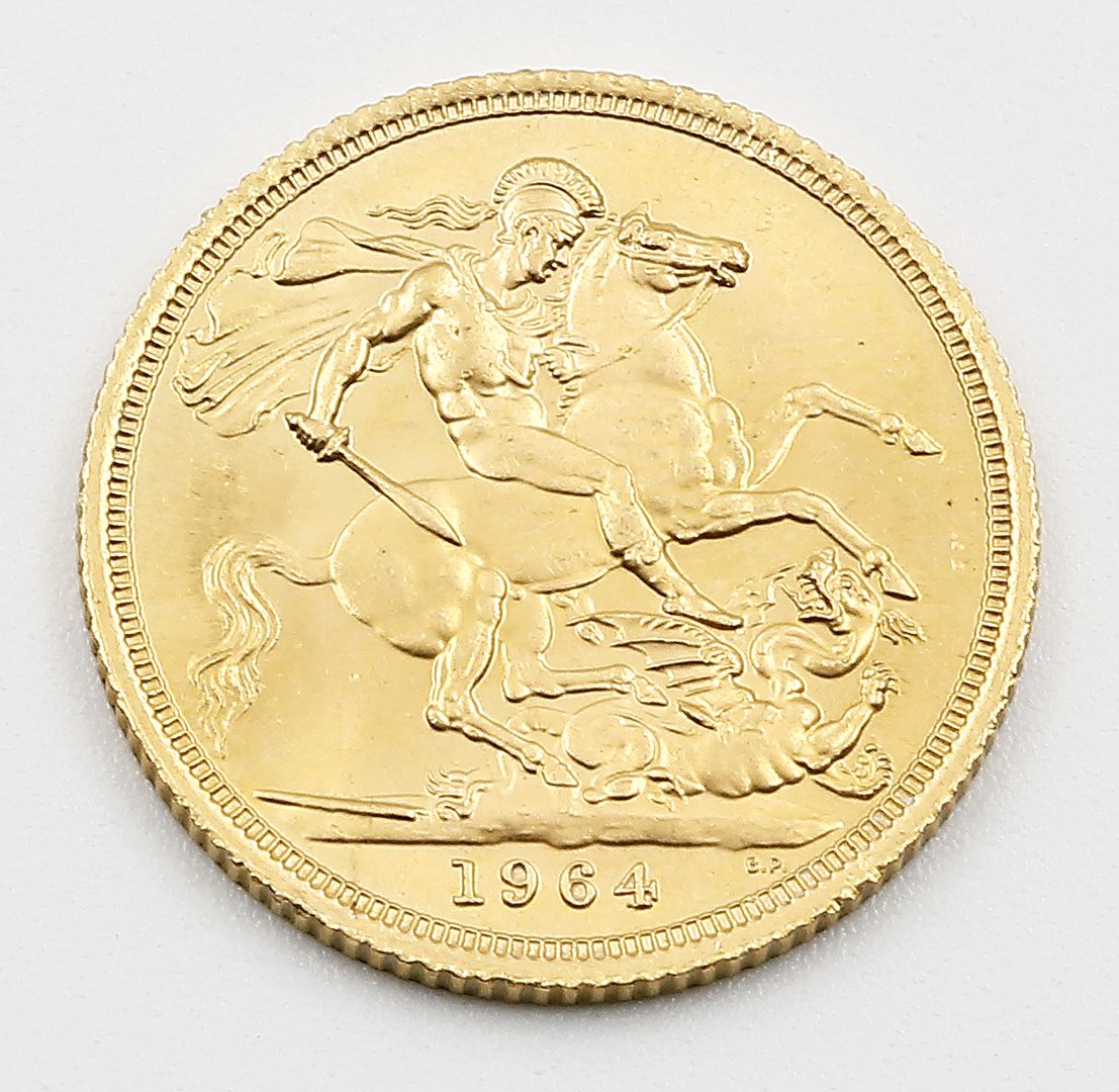 Großbritannien, Elisabeth II., Sovereign (1 Pfund) 1964.