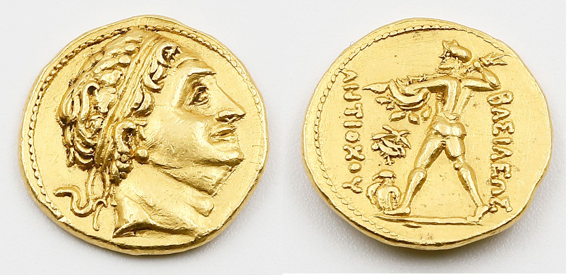 Griechische Antike, Königreich Baktrien, Diodotos I. im Namen Antiochos II., 1 Stater um 250 v. Chr.