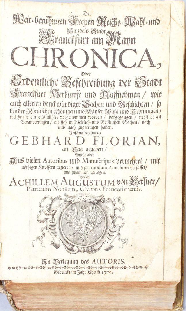 Buch Frankfurter Chroniken, 1706 bzw. 1734.