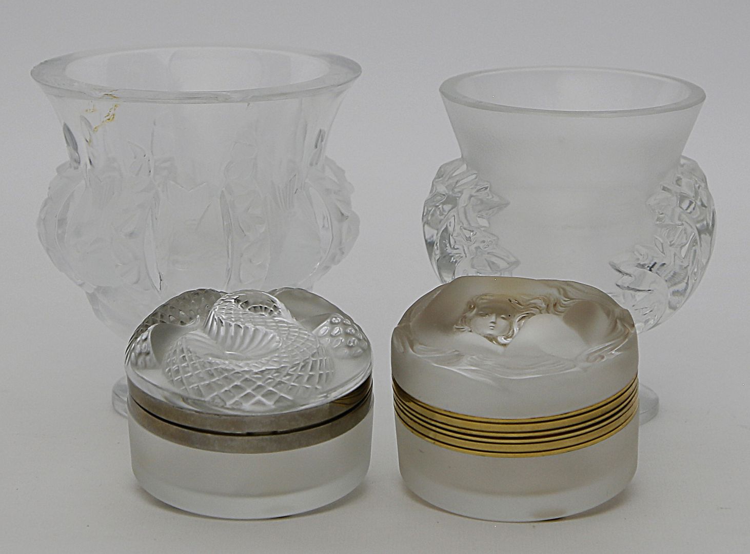 Zwei Dosen und Vase, Lalique.