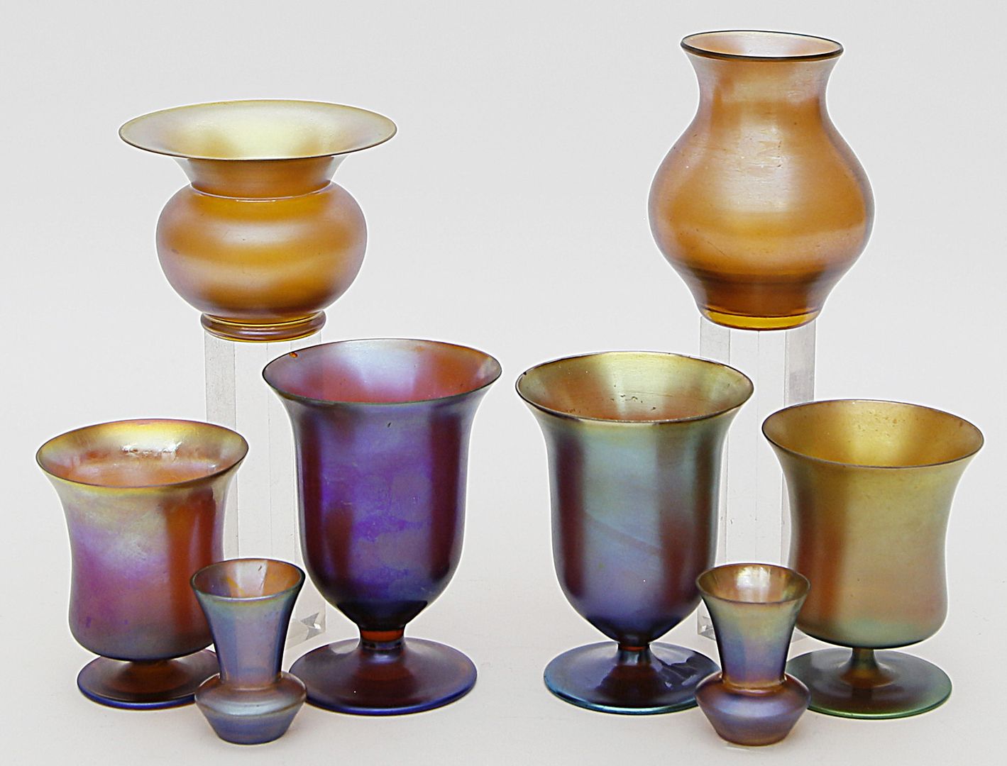 Acht div. Art Deco-Vasen, WMF.