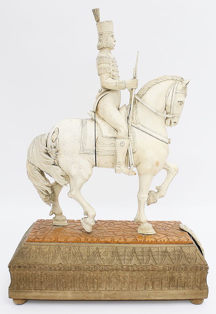 Seltene Skulptur eines Berghauptmannes zu Pferd.