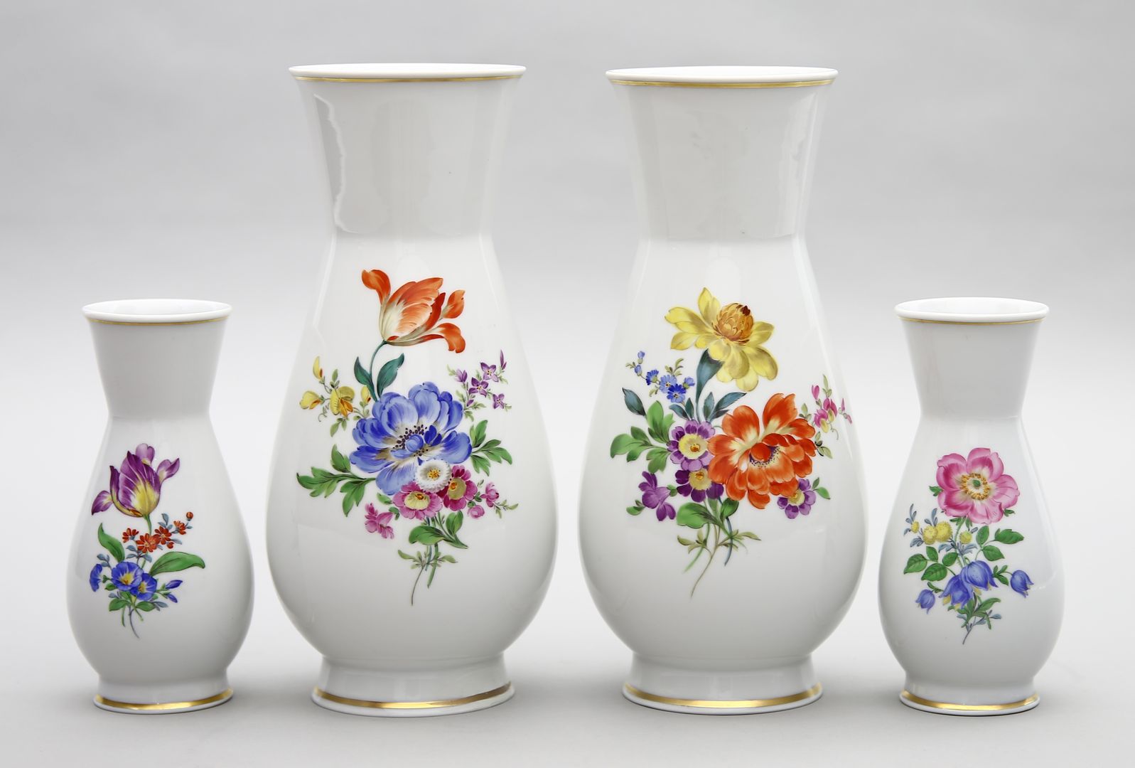 Paar kleine und Paar große Vasen, Meissen.