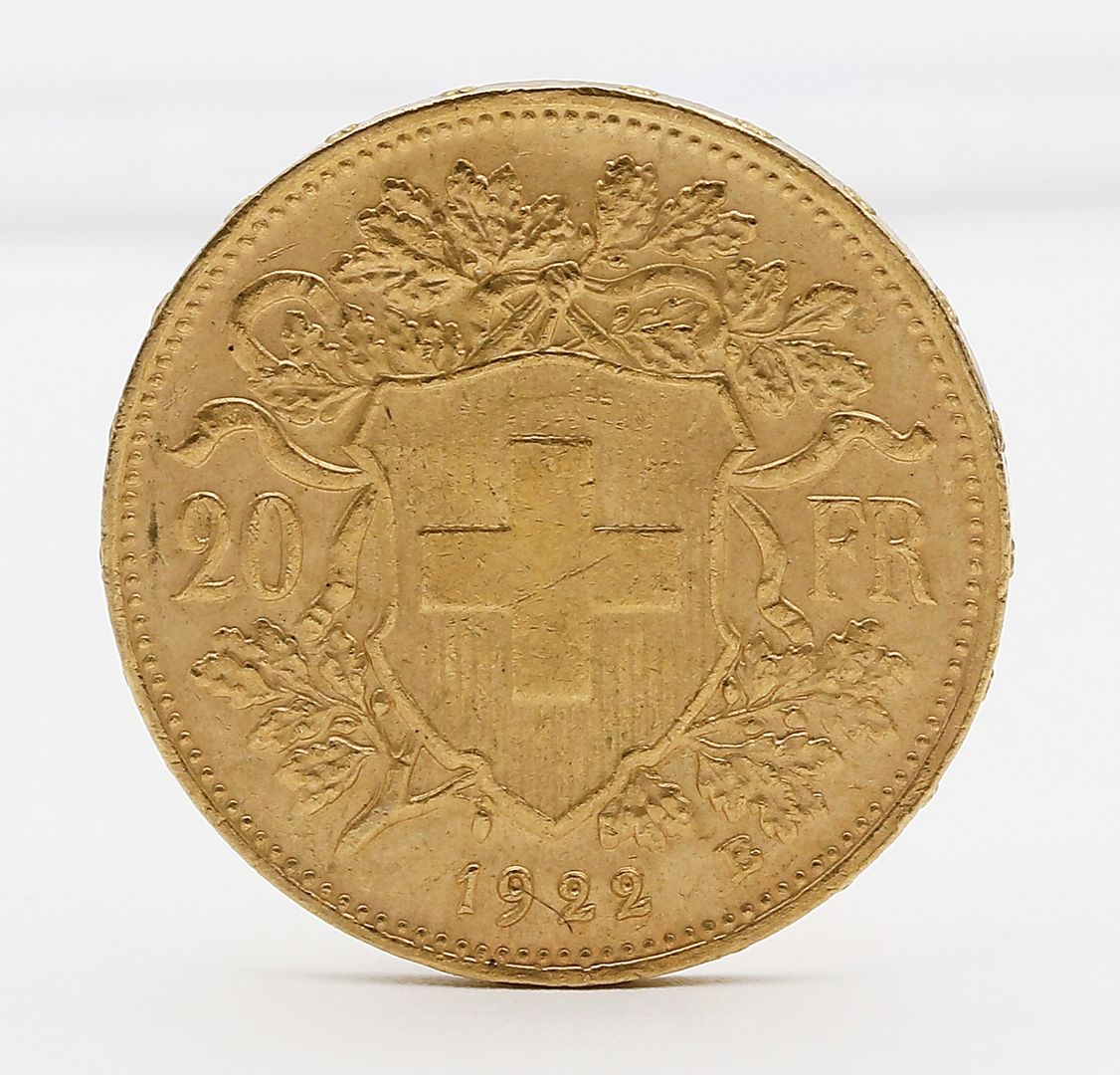 Schweiz, 20 Franken Helvetia, 1922.