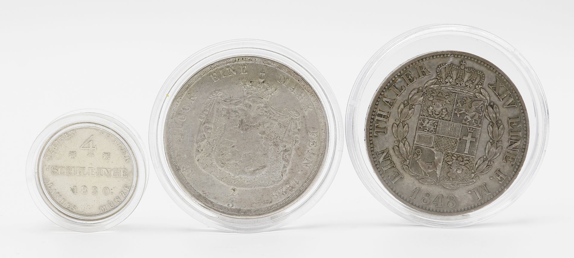 Mecklenburg-Schwerin, Friedrich Franz I. und II., drei Silbermünzen: