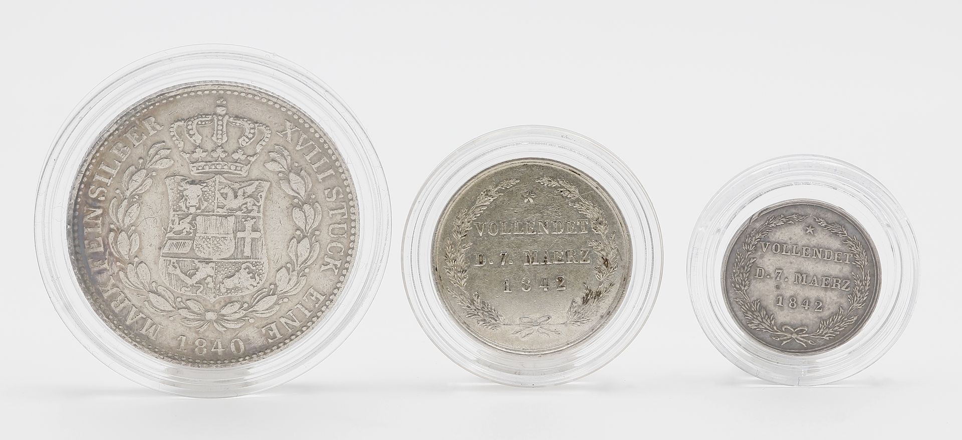 Mecklenburg-Schwerin, Paul Friedrich, drei Silbermünzen/-medaillen: