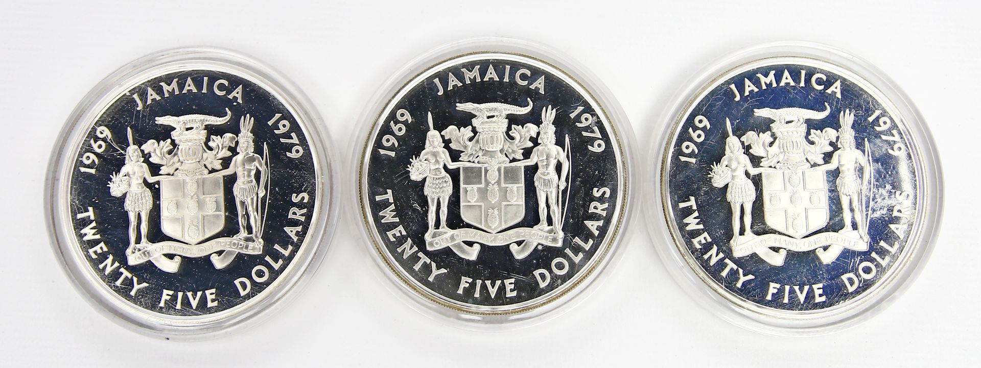 Jamaica, drei 25 Dollar-Gedenkmünzen, 1979.