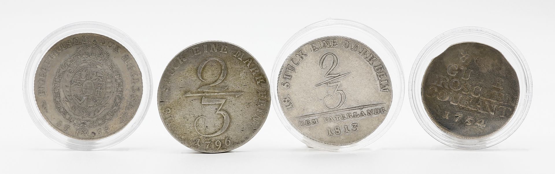 Mecklenburg-Schwerin, verschiedene Regenten, vier Silbermünzen: