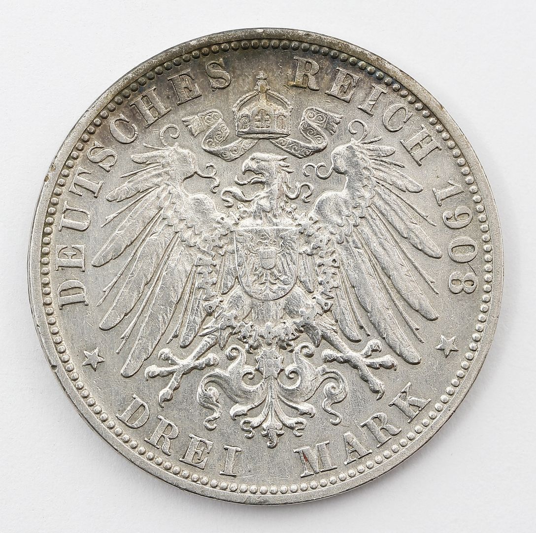 Sachsen-Meiningen, Herzog Georg II., 3 Mark 1908, D.