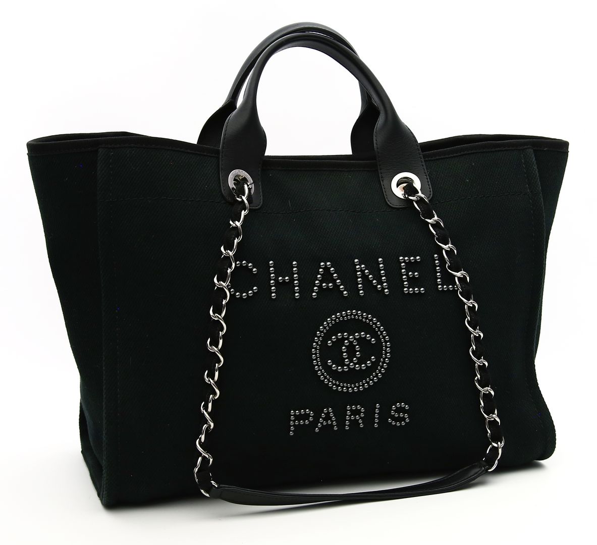 "Deauville Studded Logo Tote Bag", Chanel.