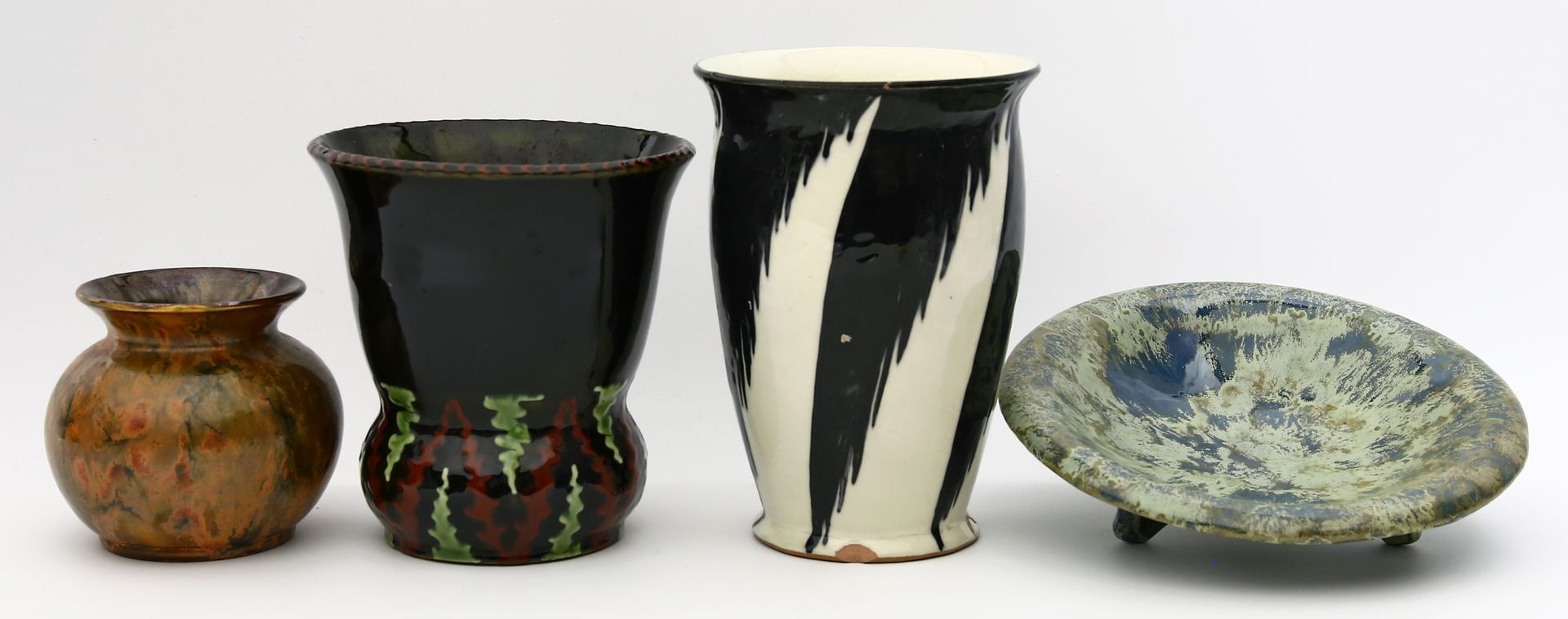 Drei Art Deco-Vasen und -Schale, Kandern.