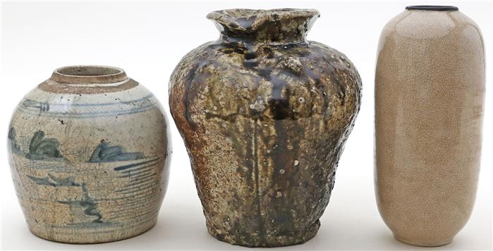 2 asiatische Vasen und Ingwertopf.
