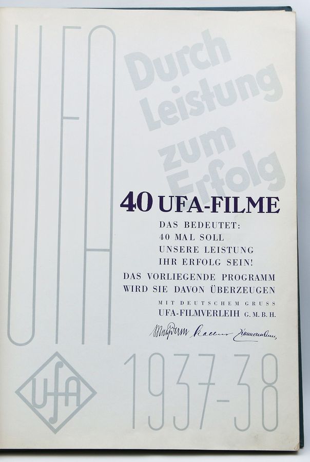Programm der UFA, 1937-1938.