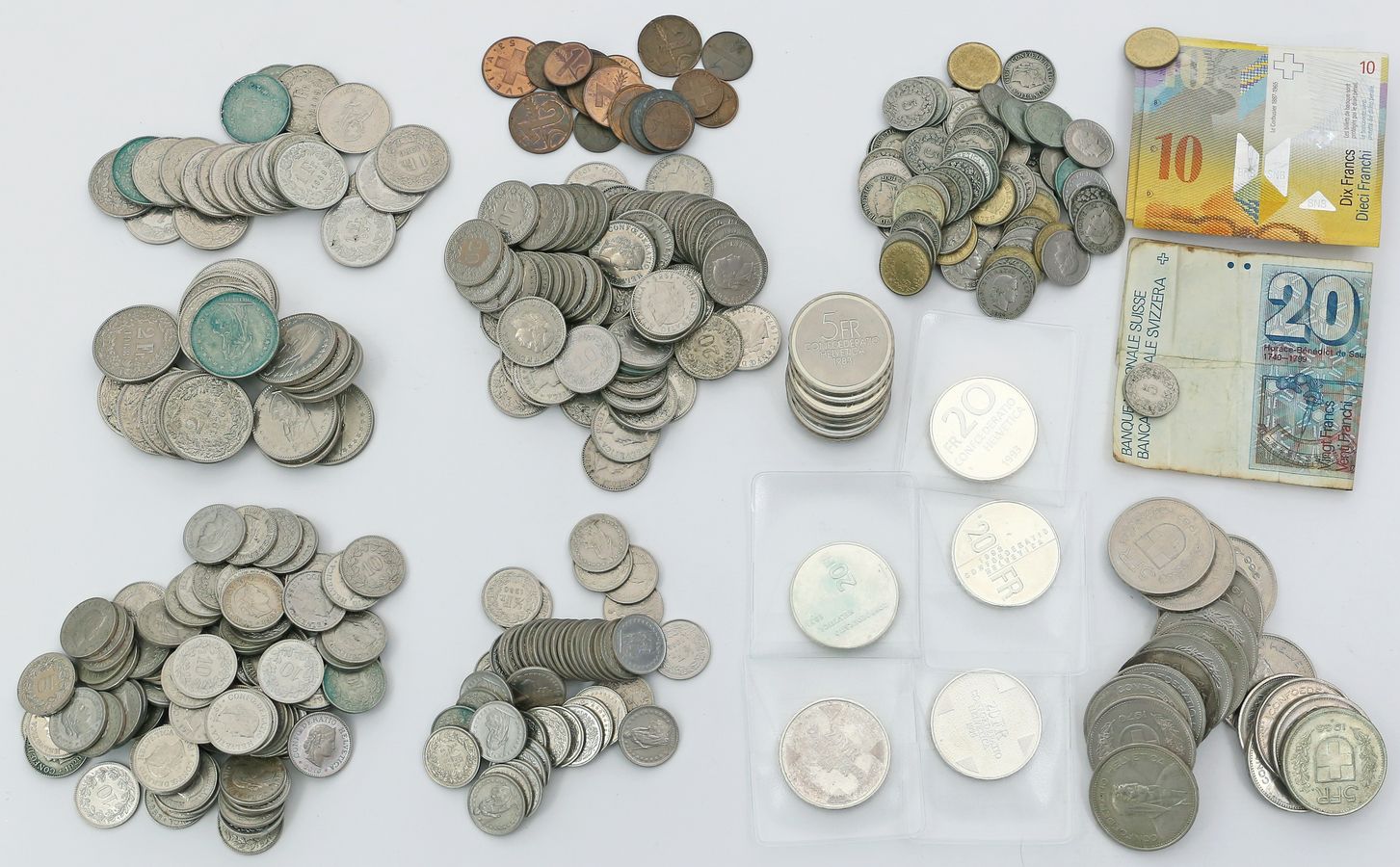 Großes Konvolut überwiegend Umlaufmünzen, Schweiz.