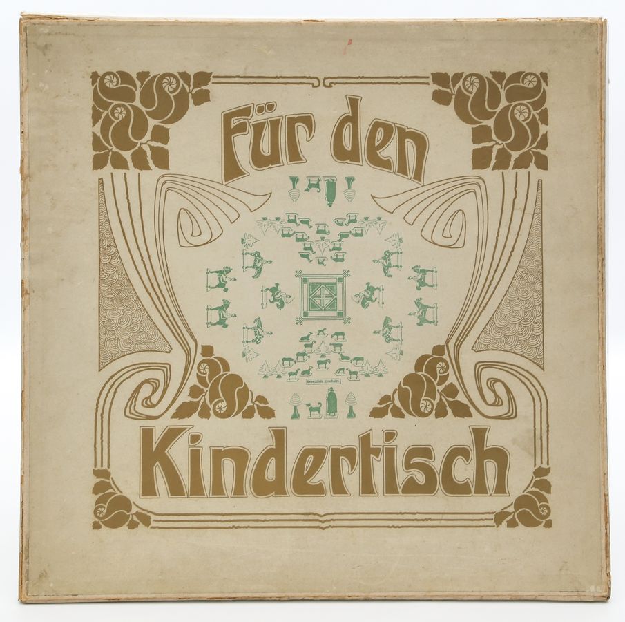 Jugendstil-Tischdecke mit 4 Servietten "Für den Kindertisch".