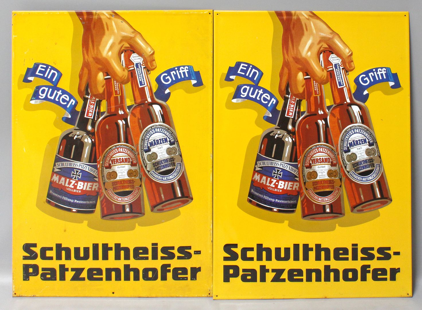 2 Schilder "Schultheiss-Patzenhofer".