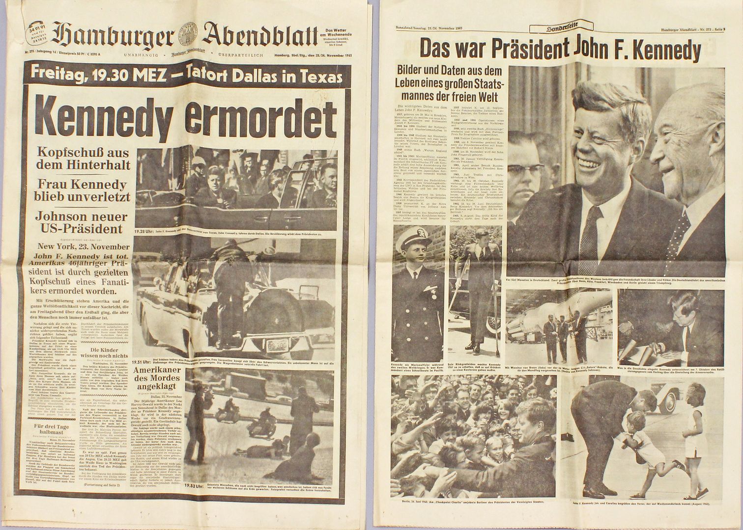 Original-Zeitung "Kennedy ermordet",