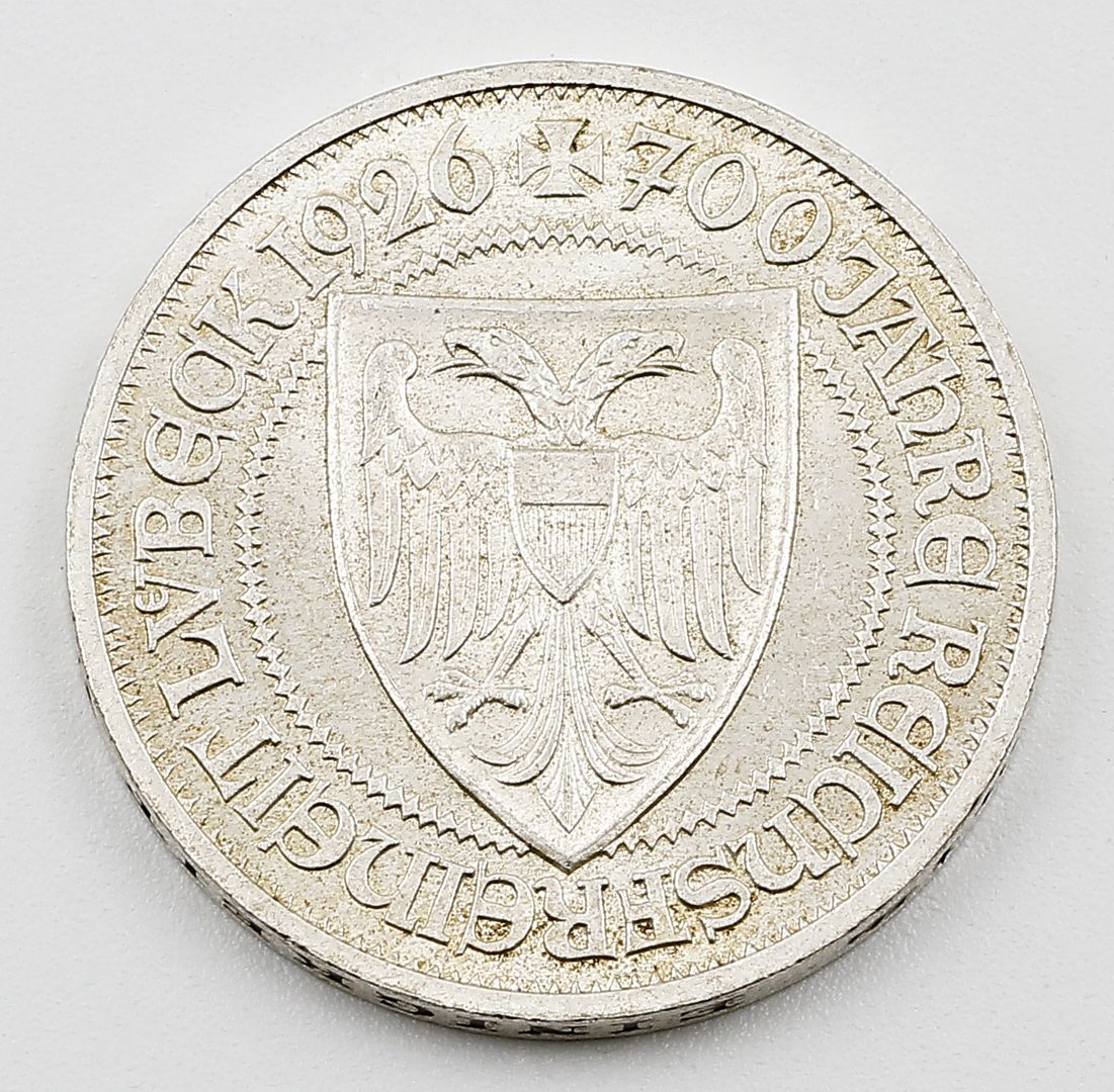 Weimarer Republik, 3 Mark 700 Jahre Reichsfreiheit Lübeck, 1926 A.