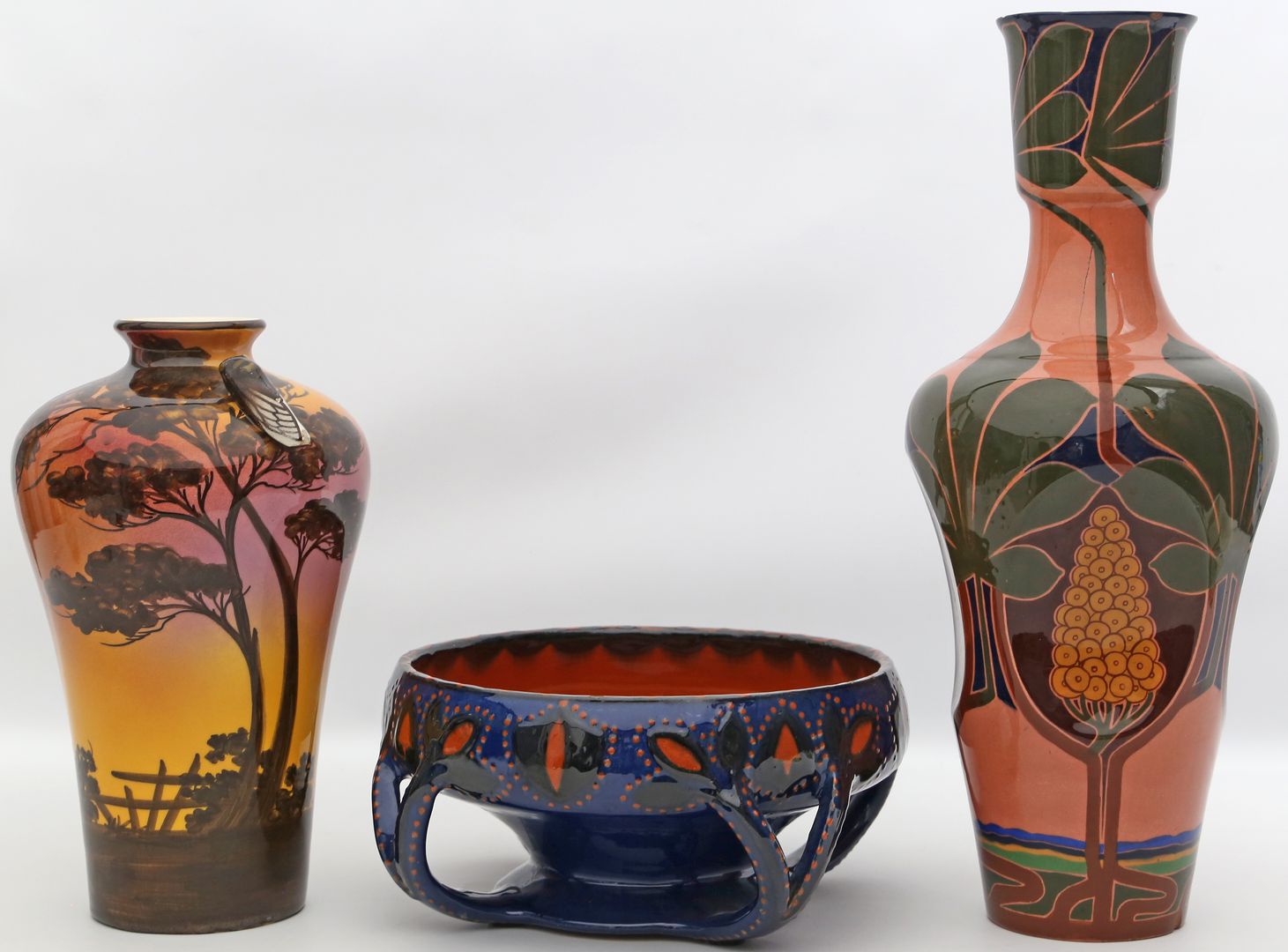 Jugendstil-Vase und Art Deco-Schale.