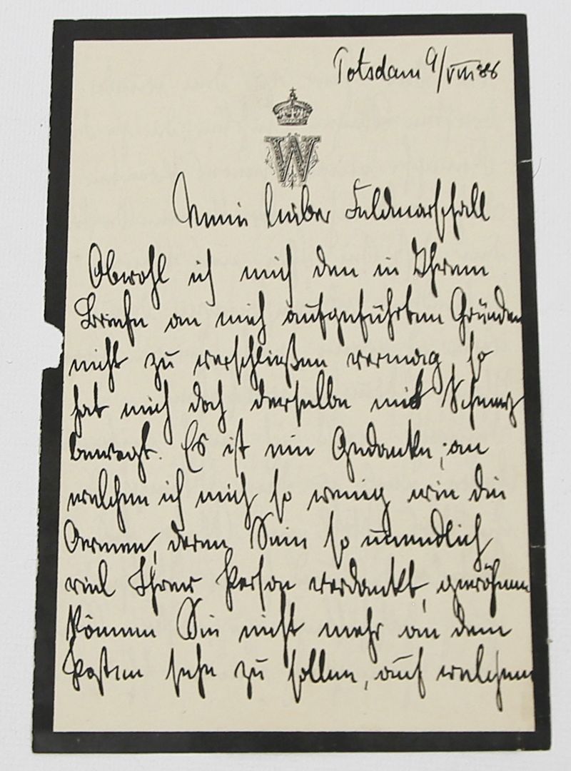 Faksimiliertes Autograph Kaiser Wilhelms II.,