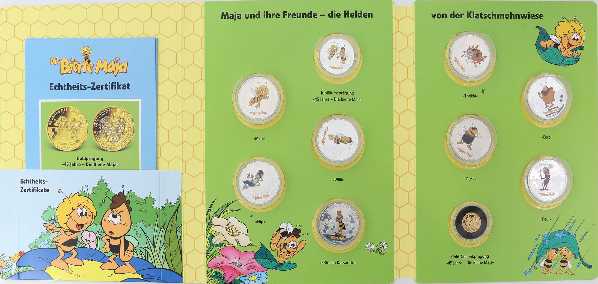 Sammlung Gedenkmedaillen zum 45. Jubiläum der "Biene Maja".
