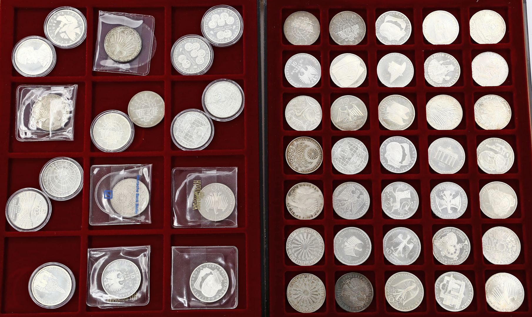Sammlung von 52 10-Mark-Gedenkmünzen, BRD.