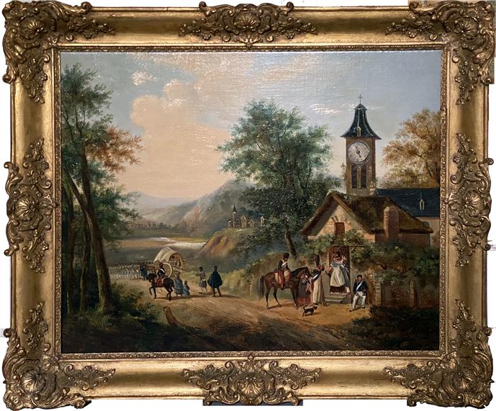 Große Biedermeier-Bilderuhr (Frankreich, um 1838).